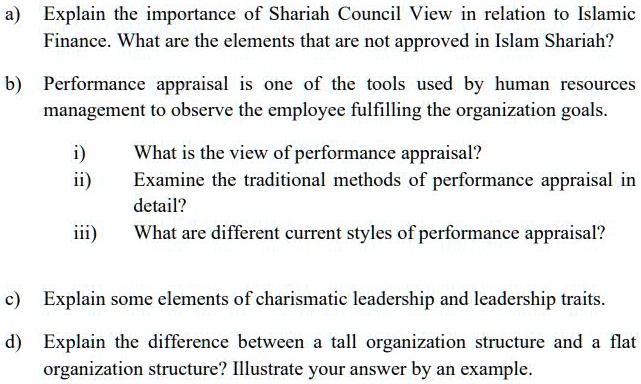 SOLVED: A) Explain The Importance Of Shariah Council View In Relation ...