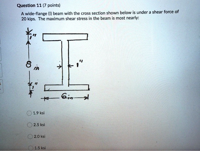 SOLVED: Question 11 (7 points): A wide-flange I beam with the cross ...