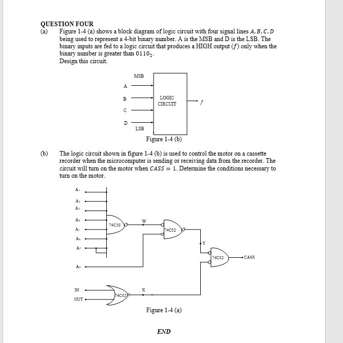 SOLVED: QUESTIONFOUR (a) Figure 1-4 (ashows a block diagram of logic ...