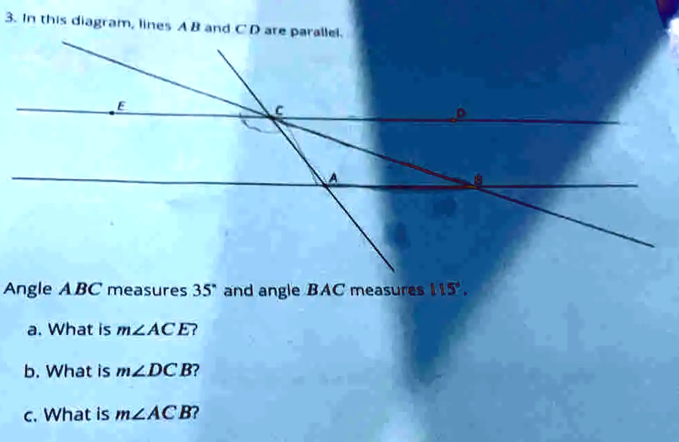 SOLVED In this diagram, lines AD and â‚¬D are parallel. Angle ABC
