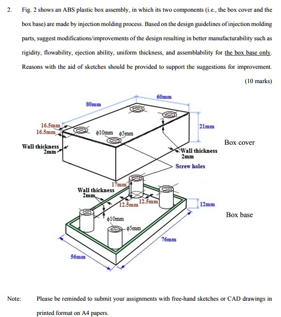 Flowability Assembly Fig. 2 shows an ABS plastic box assembly, in which its two components ...