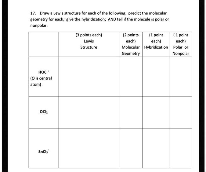 Solved Text Draw Lewis Structures For Each Of The Following Predict The Molecular Geometry