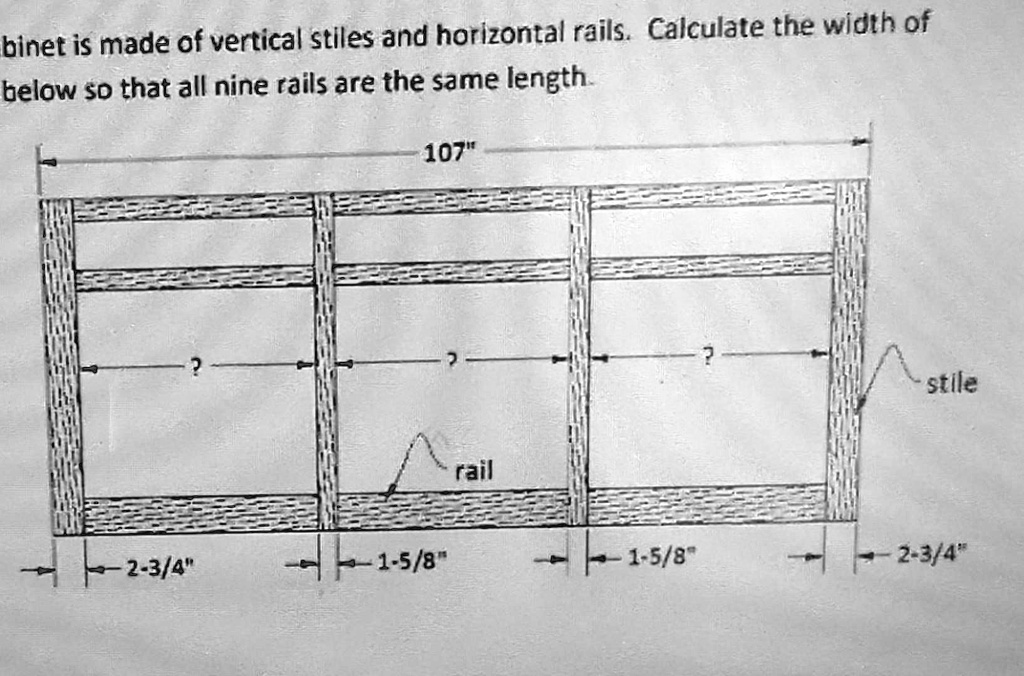 binet is made of vertical stiles and horizontal rails. Calculate the ...