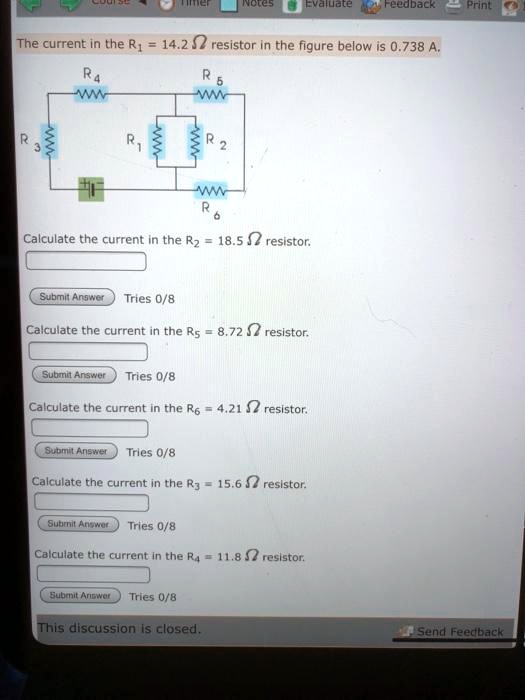 SOLVED KCies U Evaluate Feedback Print The current in the Ri 14.2 0