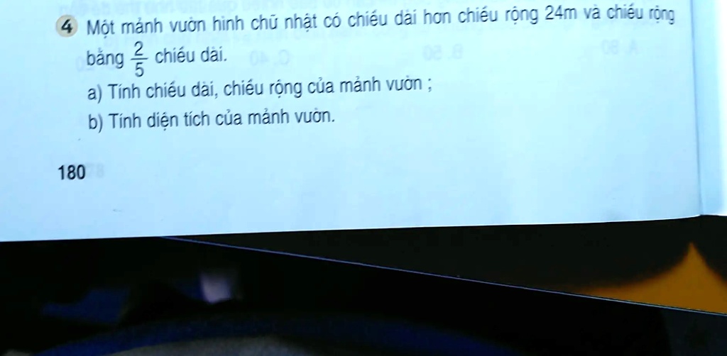 Solved mot manh vuon hinh chu nhat co chieu dai hon chieu rong 24m va