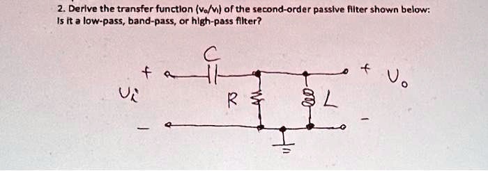 SOLVED: 2. Derive the transfer function (Vout/Vin) of the second-order ...