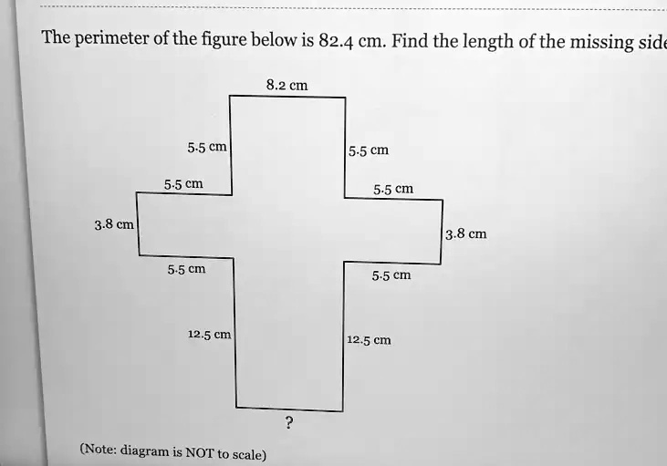 The perimeter of the figure below is 82.4 cm. Find the length of the missing side