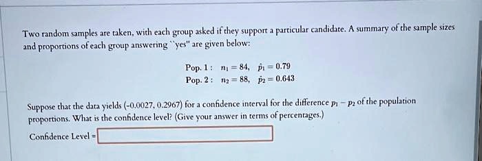SOLVED: Two random samples are taken, with each group asked if they ...