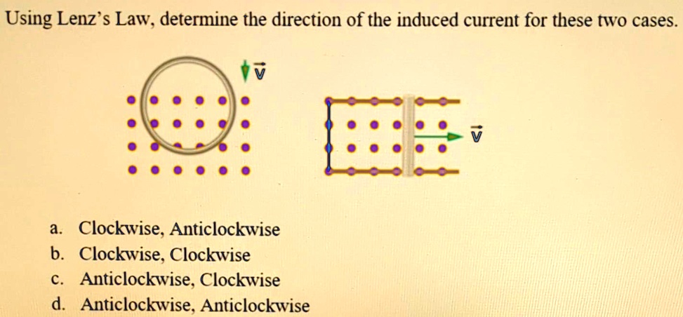 SOLVED: Using Lenz's Law.determine The Direction Of The Induced Current ...