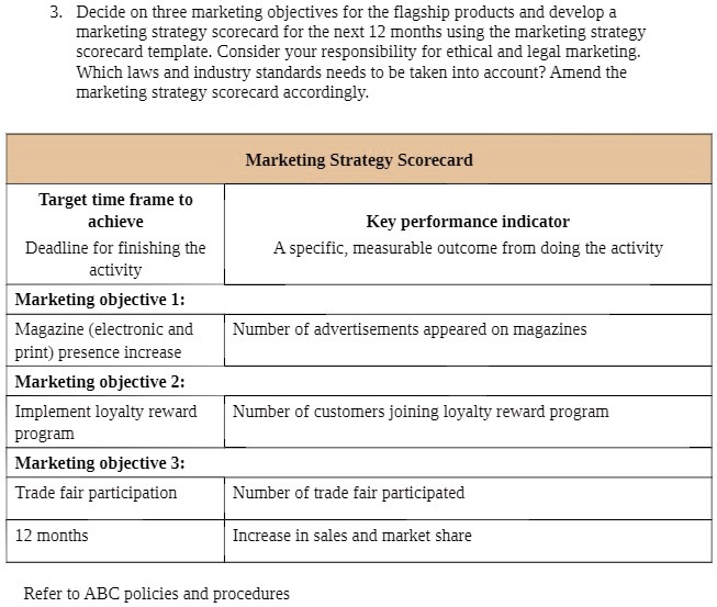 SOLVED: Decide on three marketing objectives for the flagship products ...