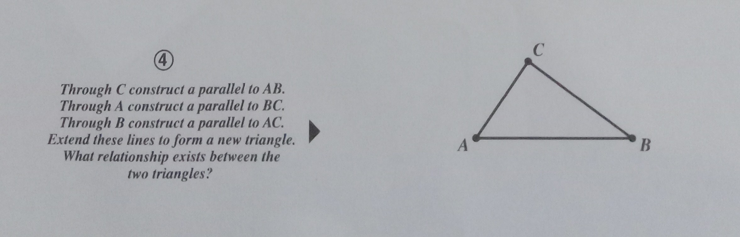 [GET ANSWER] (4) Through C construct a parallel to A B. Through A ...
