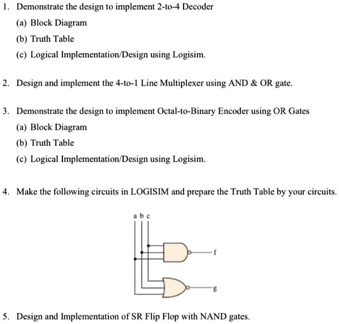 SOLVED: 1. Demonstrate the design to implement a 2-to-4 Decoder. (a ...