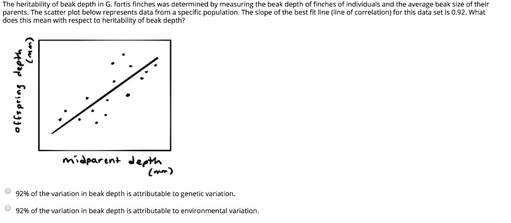 Deep Beak Depth The heritability of beak depth in g fortis finches was...