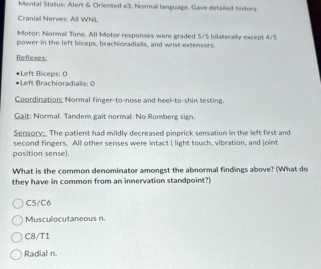 SOLVED Mental Status Alert Oriented x3. Normal language. Gave