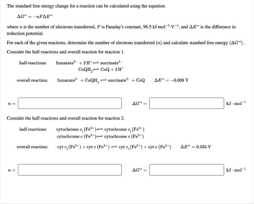 SOLVED: The standard free energy change for a reaction can be ...