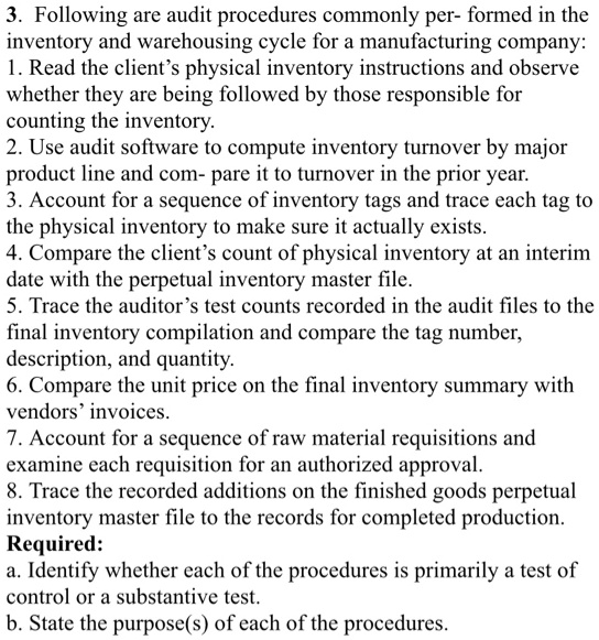 VIDEO solution: Following are audit procedures commonly performed in ...