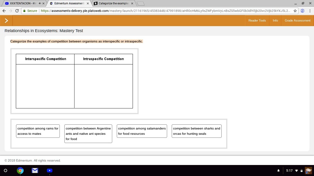 SOLVED: 'Categorize The Examples Of Competition Between Organisms As ...