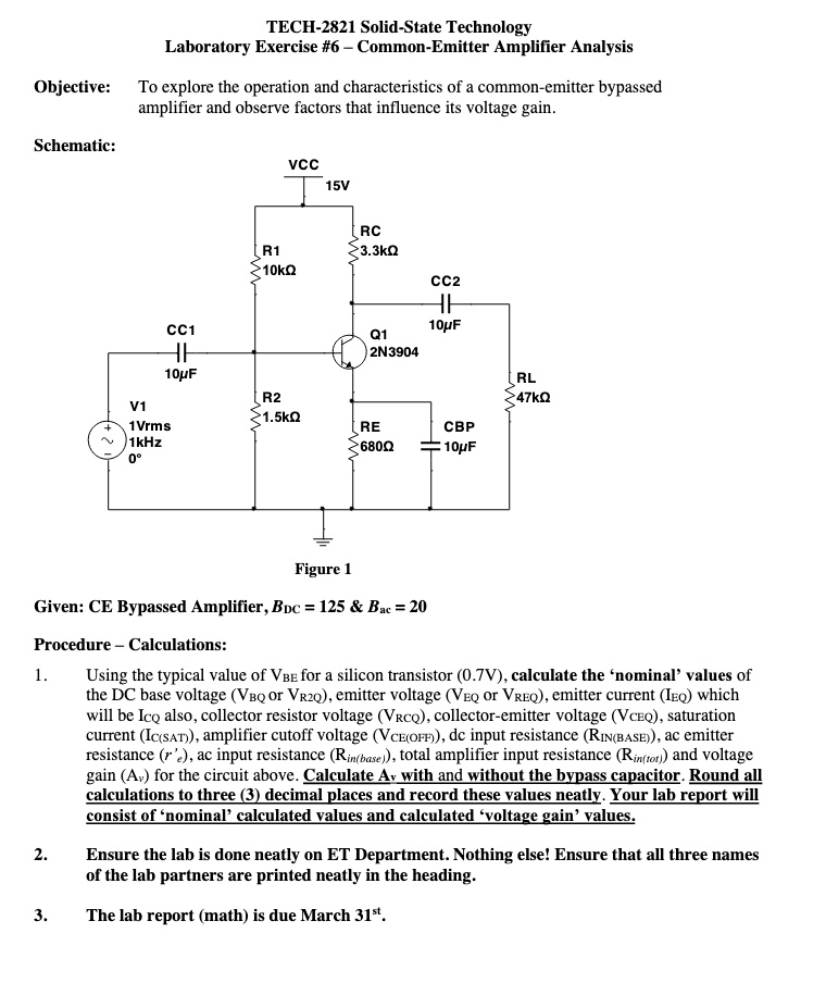 SOLVED: TECH-2821 Solid-State Technology Laboratory Exercise #6 ...