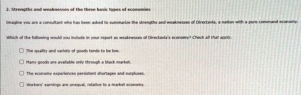 Strengths and weaknesses of the three basic types of economies Imagine ...