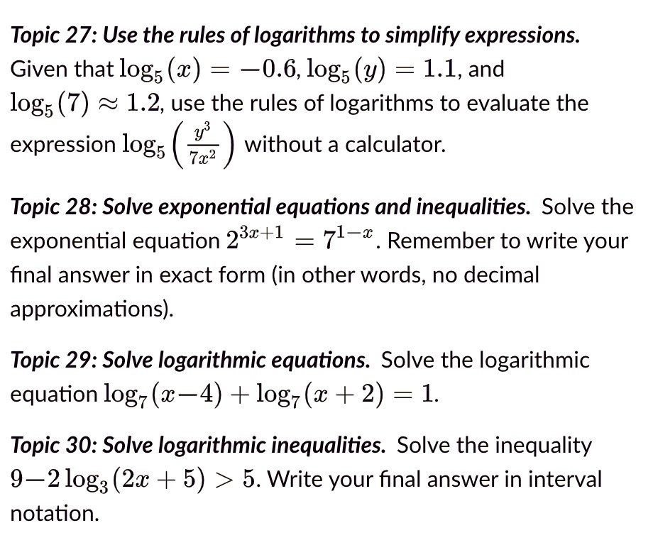 Video Solution: Topic 27: Use The Rules Of Logarithms To Simplify 