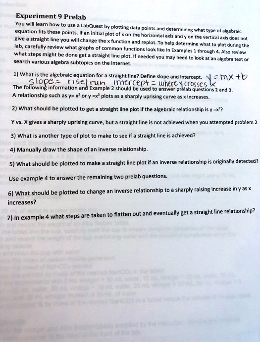SOLVED: Experiment Prelab You will learn LabQuest by plottlng data ...