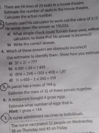 SOLVED: There are 54 rows of 29 sears in a movie theatre. Estimate the ...