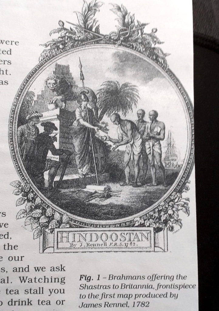 write 10 lines describing this picture vere ed rs ht 1s s ve ed inijo stan the kcuucl2146e our s and we ask al  watching flg 1 brahmans offering the shastras to britannia frontispiece tea s 83211