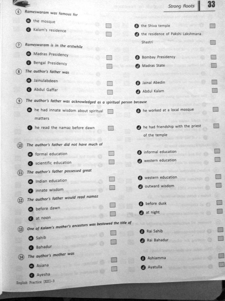 SOLVED Solve the questions.... please Strong Roots 33 Rameswaram was