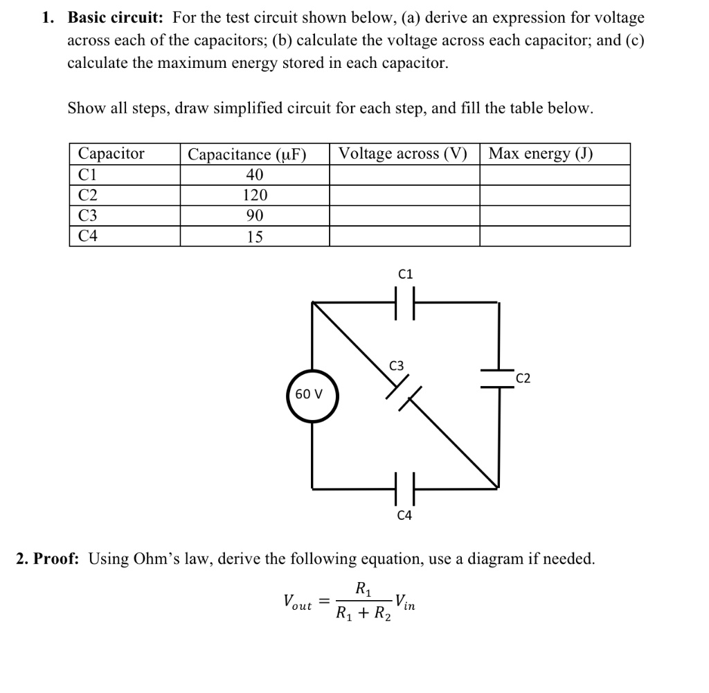 SOLVED Basic Circuit For the test circuit shown below, (a) derive an expression for the