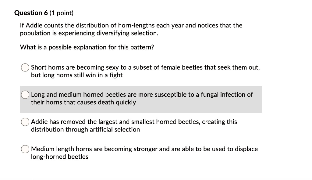 SOLVED Question 6 (1 point) If Addie counts the distribution of horn