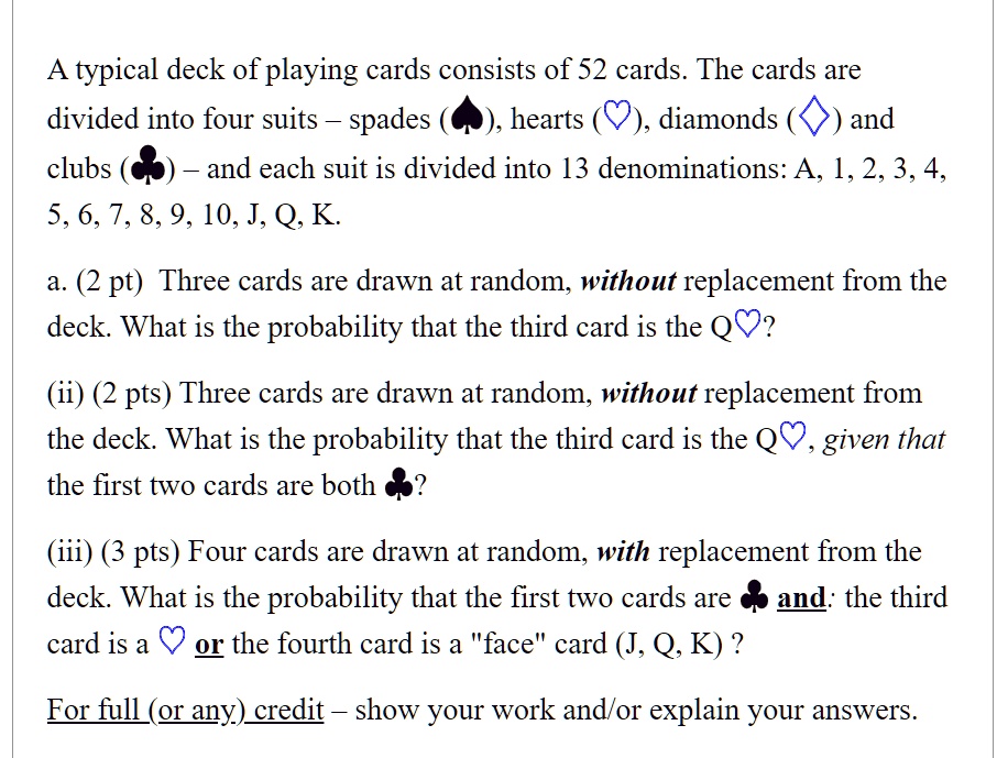 SOLVED A typical deck of playing cards consists of 52 cards. The cards