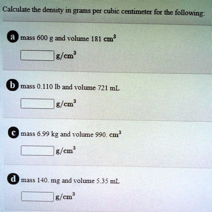 Grams per outlet cm