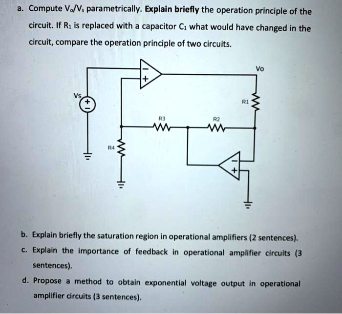 SOLVED a. Compute V/V parametrically. Explain briefly the operational