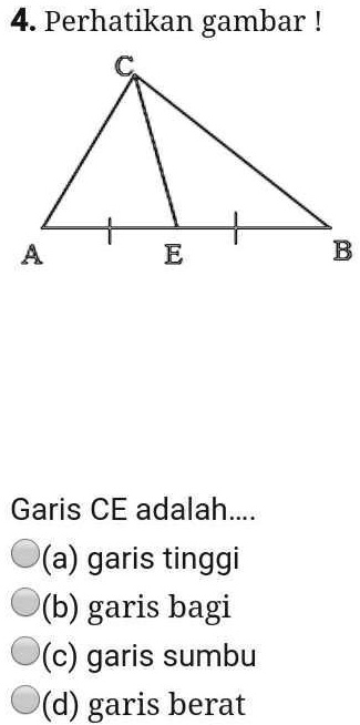 SOLVED: Perhatikan gambar !. Garis CE adalah garis ... 4. Perhatikan ...