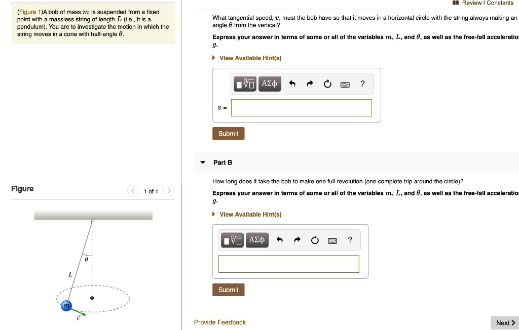 (Figure 1: A bob mass m suspended from a fixed point with a massless ...