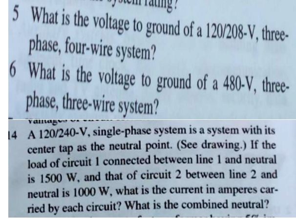 5what is the voltage to ground of a 120208 v three phase four wire ...