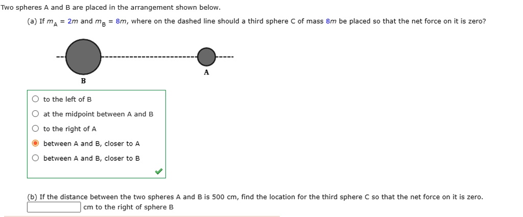 SOLVED: Two Spheres And B Are Placed In The Arrangement Shown Below (a ...