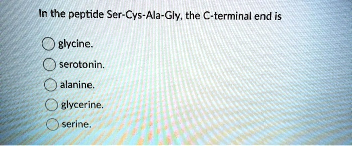 in the peptide ser cys ala gly the c terminal end is glycine serotonin