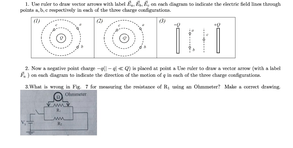 SOLVED Use ruler to draw vector arrows with label Ea; Eb, Ec on each