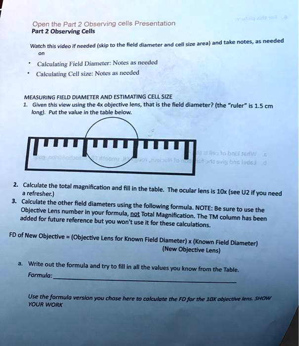 SOLVED Open the Part 2 Observing Cells Presentation Part 2 Observing Cells Watch this video if