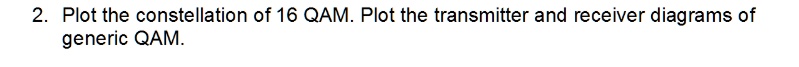 SOLVED: 2. Plot the constellation of 16 QAM. Plot the transmitter and ...