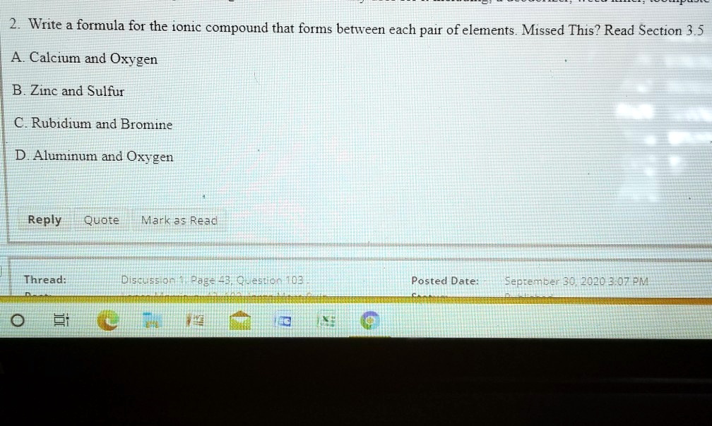 SOLVED Write a formula for the ionic compound that forms between each