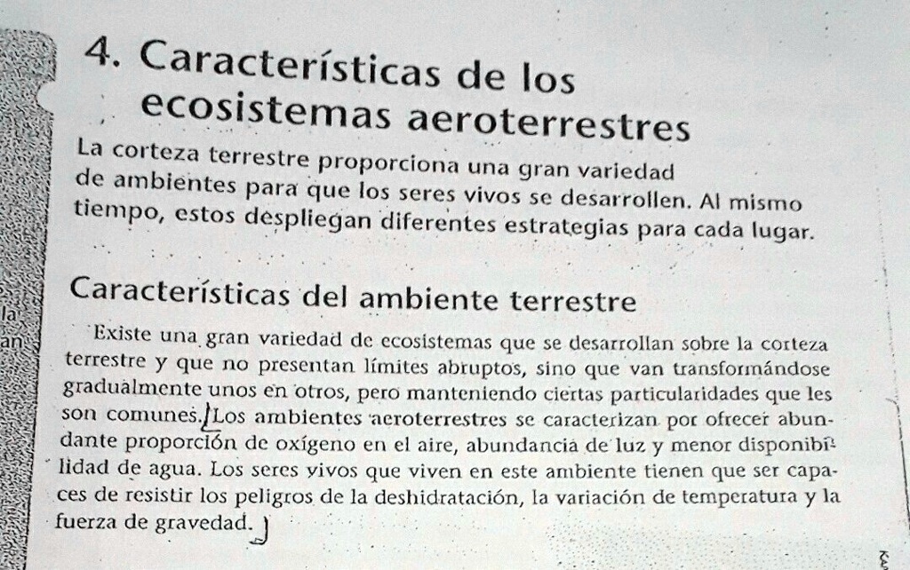 SOLVED: Que Caracteristicas Presentan Los Ambientes Aeroterrestre ...