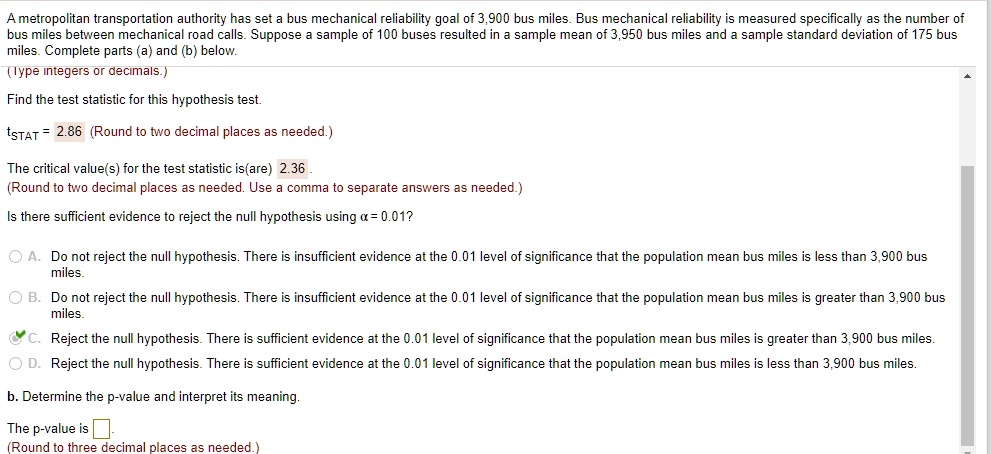 SOLVED: A Metropolitan Transportation Authority Has Set A Bus ...