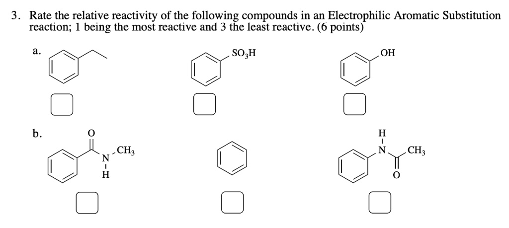 Solved: Rate The Relative Reactivity Of The Following Compounds In An 