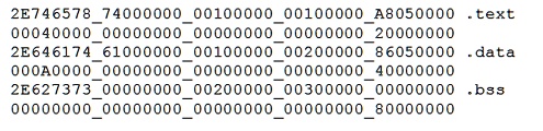 2E746578 74000000 00100000 00100000 A8050000 .text 00040000...