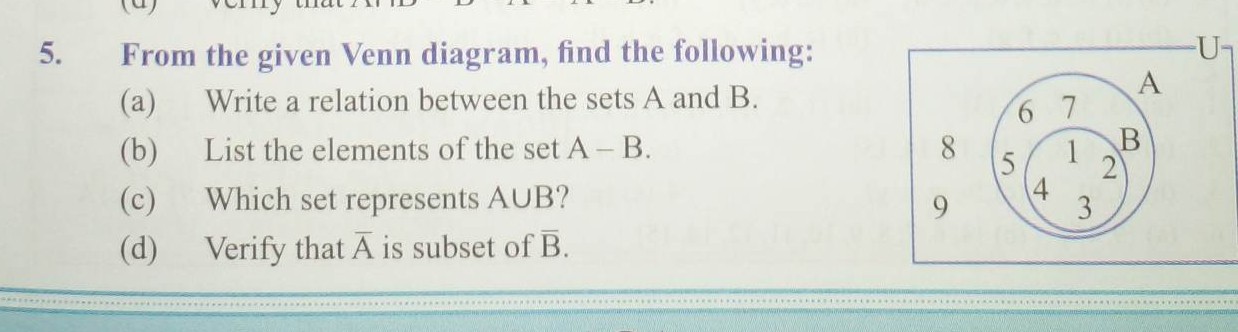 SOLVED: 5. From The Given Venn Diagram, Find The Following: (a) Write A ...