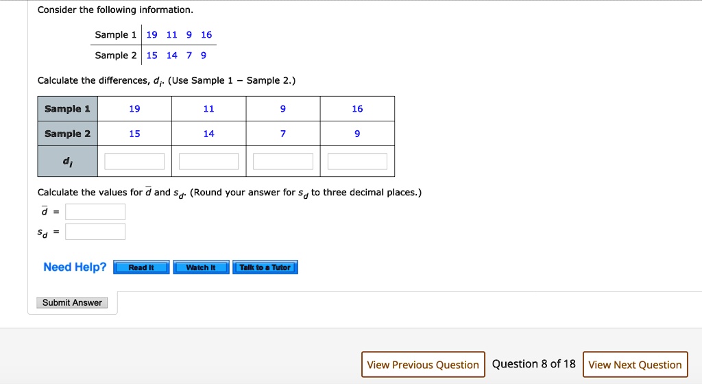 SOLVED Consider the following information Sample 19 Sample 2 15