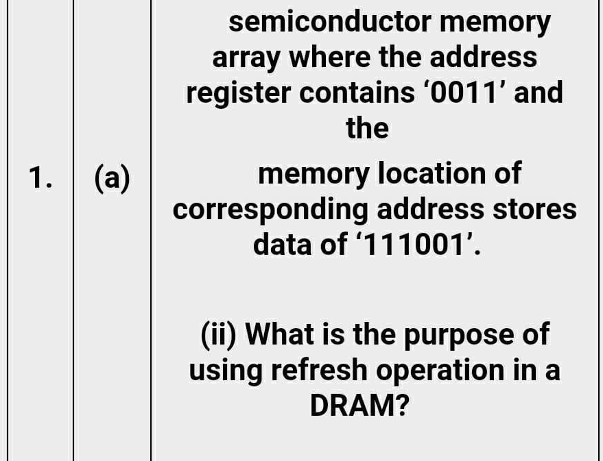 SOLVED: semiconductor memory array where the address register contains ...