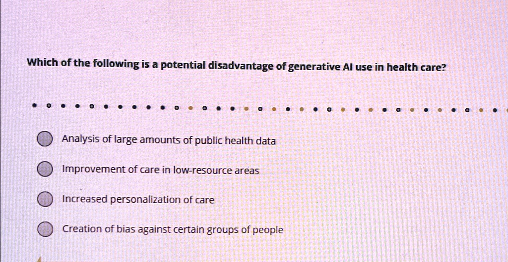 SOLVED Which of the following is a potential disadvantage of